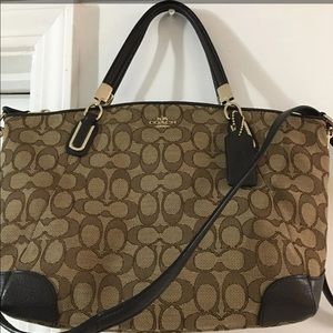 Coach jacquard leather and fabric handbag/Satchel